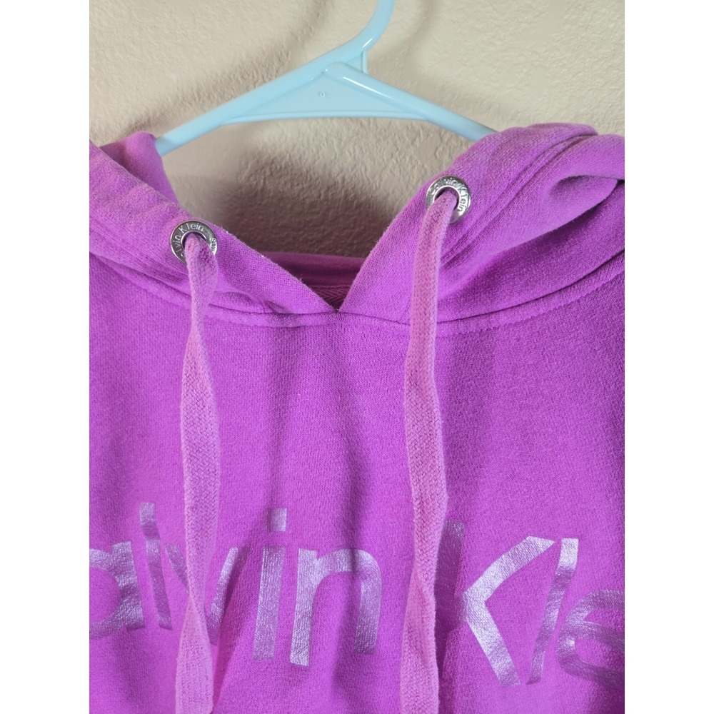 Calvin Klein Jeans Purple Logo Hoodie Crop Top Womens Size XS - Picture 4 of 6